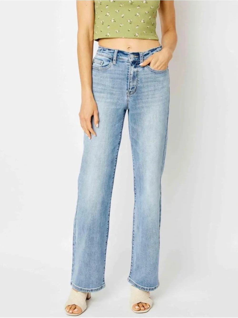 Judy Blue High Waist Light Wash Straight Denim Jeans 82501 Size 9 / 29 NWT